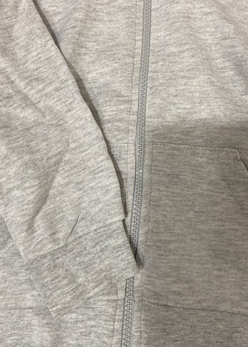 Gri Kapüşonlu Fermuarlı Erkek Sweatshirt - Görsel 3