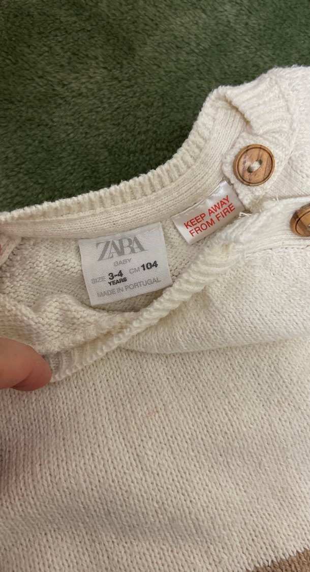 Zara Bej Çizgili Erkek Çocuk Triko Kazak - Görsel 2