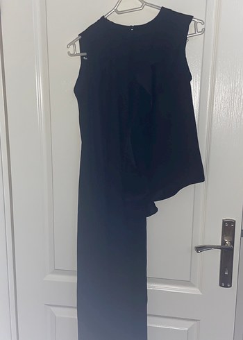 Siyah Drapeli Uzun Kadın Abiye gömlek - Görsel 2