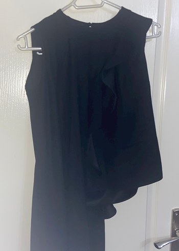 Siyah Drapeli Uzun Kadın Abiye gömlek - Görsel 3