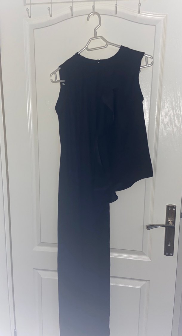 Siyah Drapeli Uzun Kadın Abiye gömlek - Görsel 2