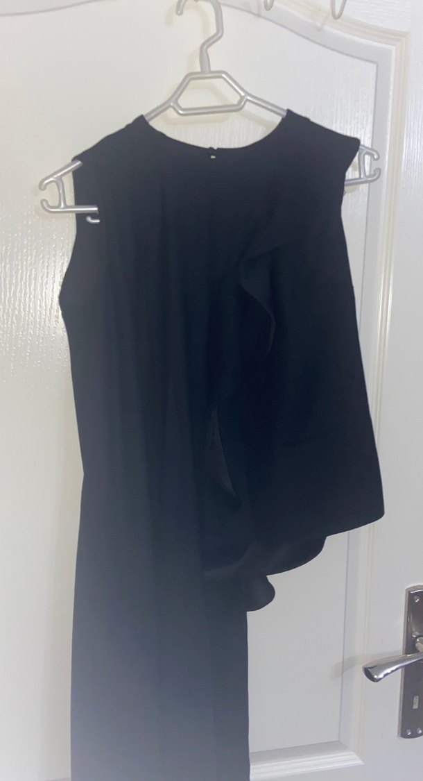 Siyah Drapeli Uzun Kadın Abiye gömlek - Görsel 3