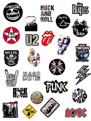 Rock müzik sticker set