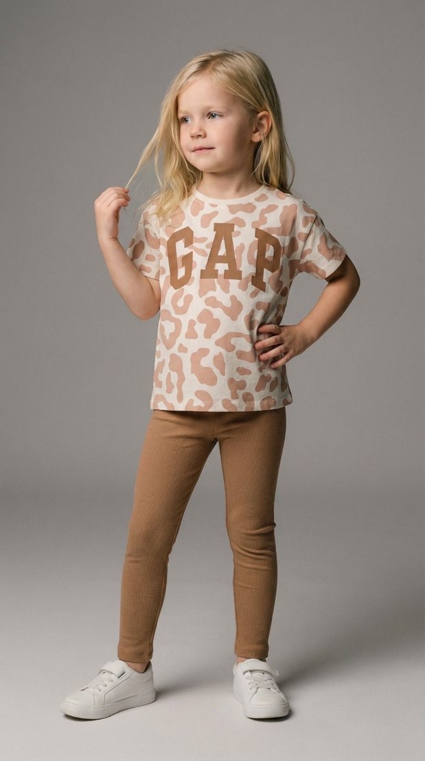 Kız Çocuk Kahverengi Baskılı Eşofman Takımı - Görsel 2