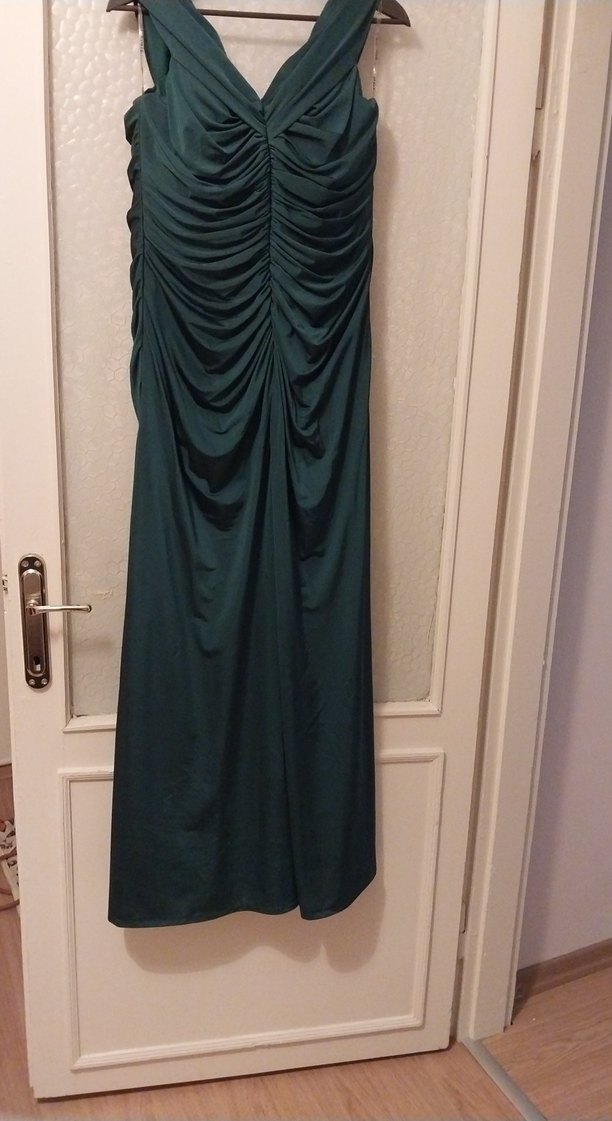 Uzun Drapeli  Kadın Abiye Elbise - Görsel 3