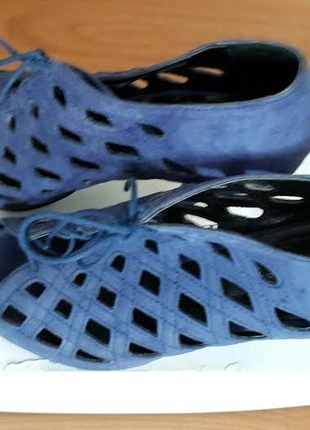 zara mavi önden bağcıklı ayakkabı
