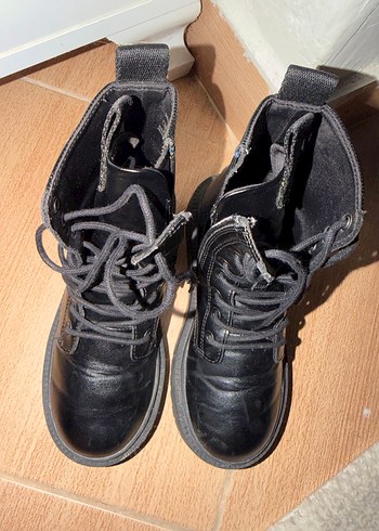 Siyah Deri kız cocuk Platform Topuklu Goth Botlar - Görsel 6