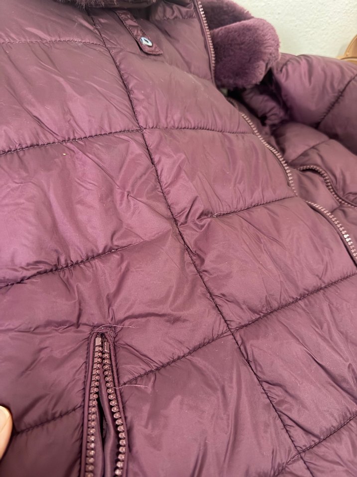 Bordo kürklü mont - Görsel 4