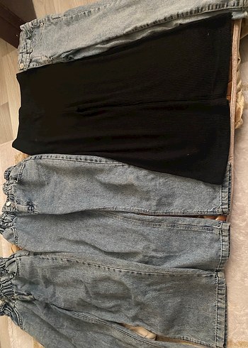 6 Yaş Beden Kız çocuk Bol Kesim Denim Pantolon
