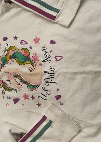 9 Yaş Beden beyaz Renk Beyaz Nakışlı Kız Sweatshirt
