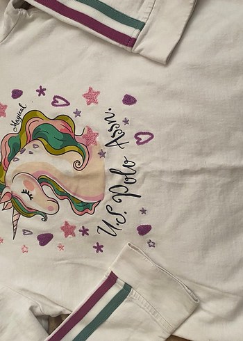 9 Yaş Beden Beyaz Nakışlı Kız Sweatshirt