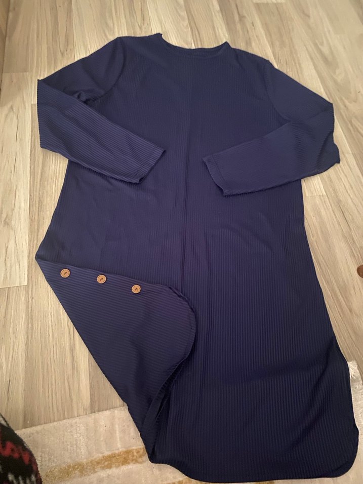 Lacivert Kadın Triko Elbise tunik - Görsel 3