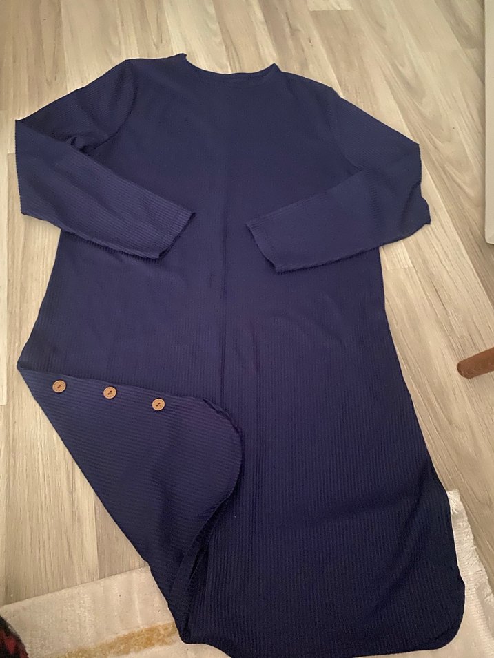 Lacivert Kadın Triko Elbise tunik - Görsel 2