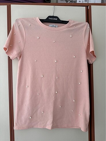 Mavi pudra pembe tshirt bluz