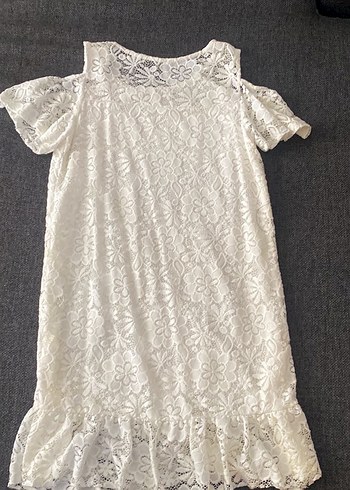 Dantel İşlemeli Beyaz Bohem Kadın elbise - Görsel 3