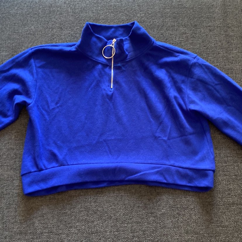 Kadın Parlak Mavi Fermuarlı Sweatshirt - Görsel 2