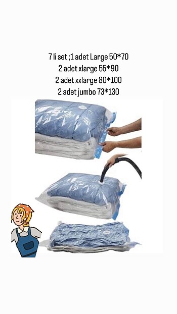 7 li set vakumlu hurç