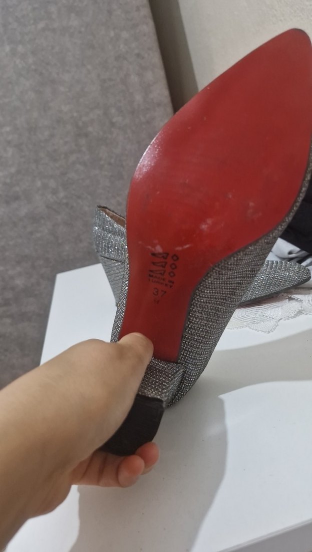 Gri Pliseli Kadın Topuklu Ofis Ayakkabısı - Görsel 3