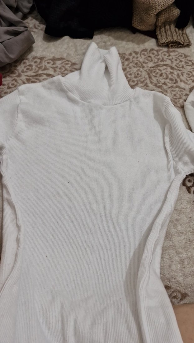 Beyaz Kadın Kısa Örgü Triko Bluz - Görsel 2