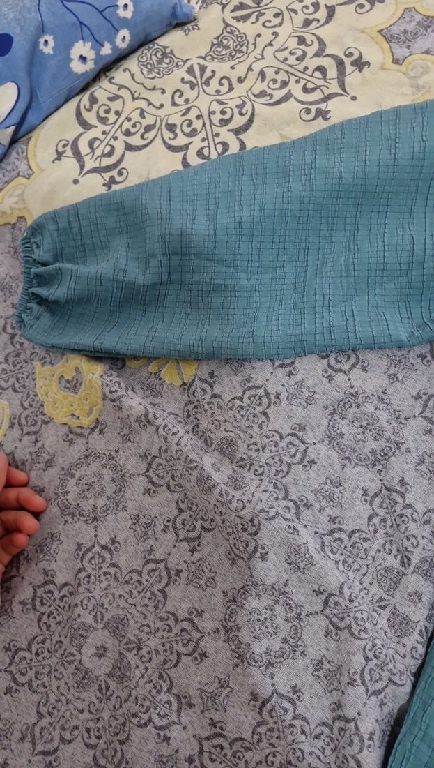 Düğmeli, Yaka Detaylı Uzun Turkuaz Keten Gömlek takım - Görsel 2