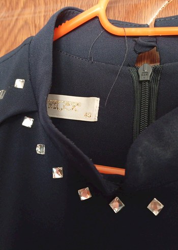 Kemer Detaylı Lacivert Uzun Kadın Elbise - Görsel 2