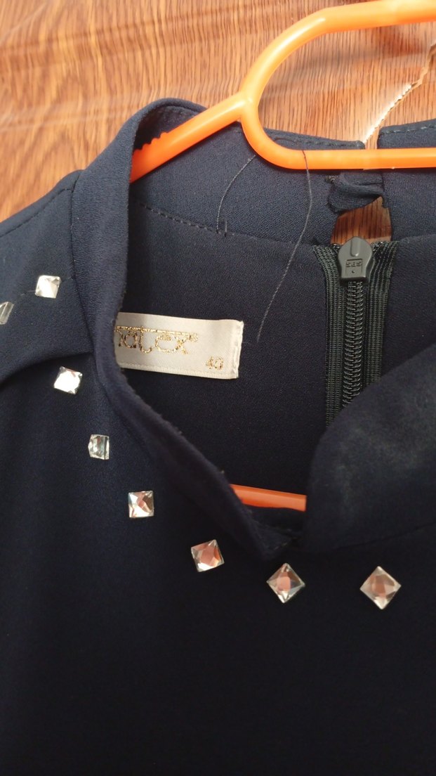 Kemer Detaylı Lacivert Uzun Kadın Elbise - Görsel 2