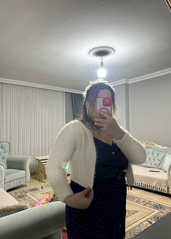 Beyaz peluş hırka - Görsel 6