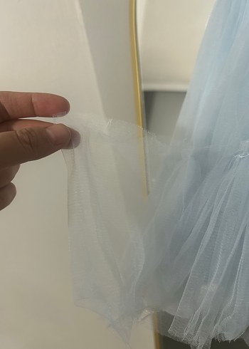 Kız Çocuk Mavi Fırfırlı Askılı Elbise - Görsel 8