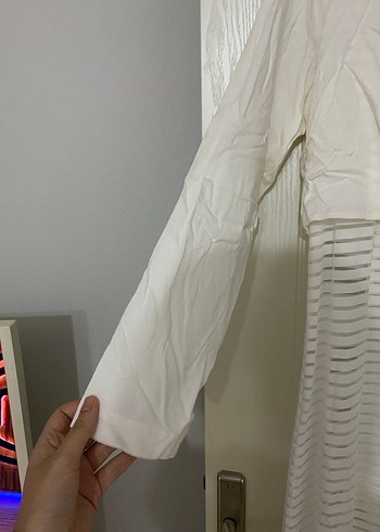 Uzun Beyaz Kadın kimono - Görsel 5