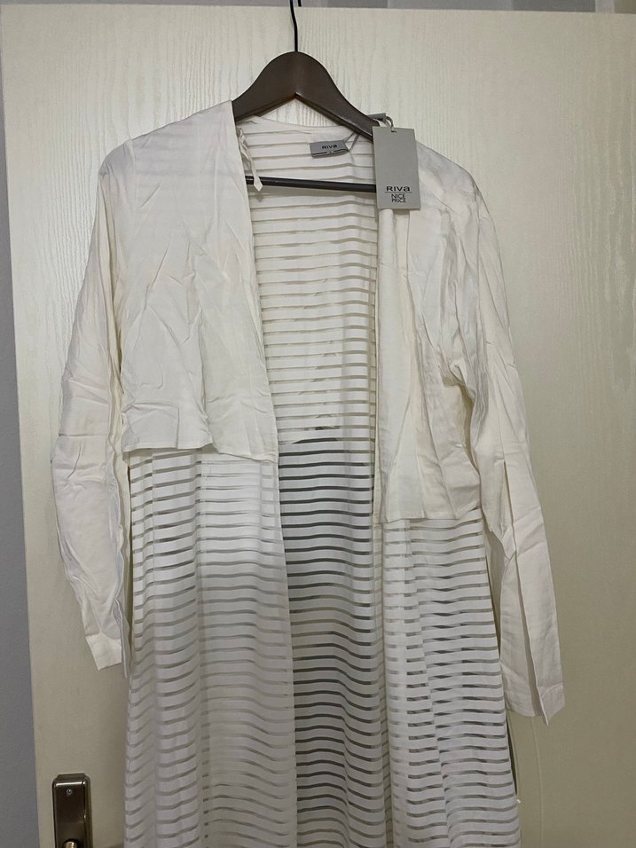 Uzun Beyaz Kadın kimono - Görsel 2