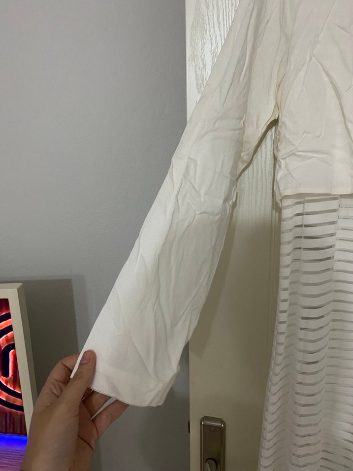 Uzun Beyaz Kadın kimono - Görsel 5