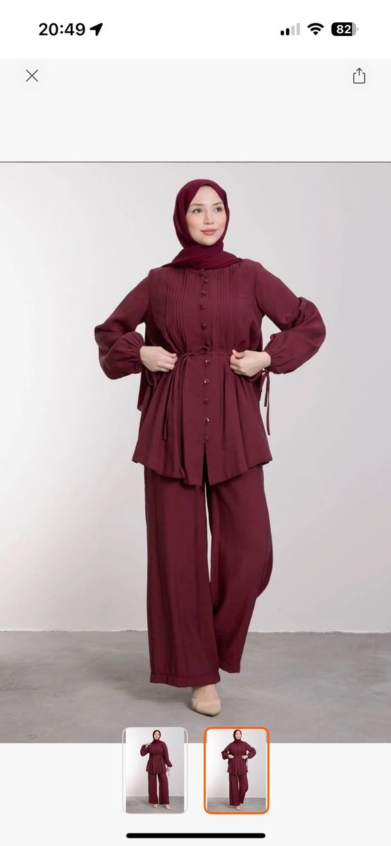 Kadın Bordo Tesettür İkili Takım Moda Evcen - Görsel 2