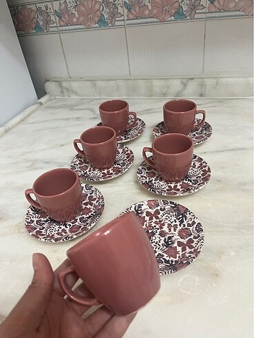 KERAMİKA KAHVE FİNCAN TAKIMI 12 PARÇA 6 KİŞİLİK