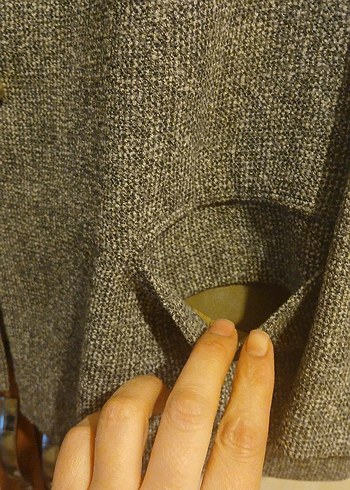 Düğmeli Gri Midi Yün Kadın Ceket - Görsel 4