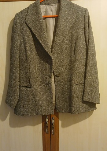 Düğmeli Gri Midi Yün Kadın Ceket - Görsel 2