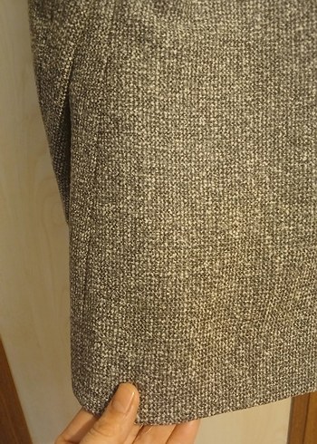 Düğmeli Gri Midi Yün Kadın Ceket - Görsel 6