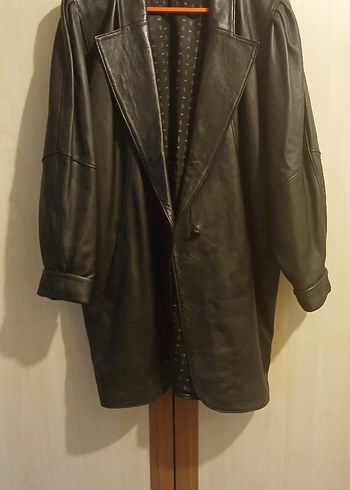 Düğmeli Siyah Deri Kadın Ceket - Görsel 2