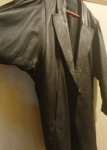 Düğmeli Siyah Deri Kadın Ceket - Görsel 4