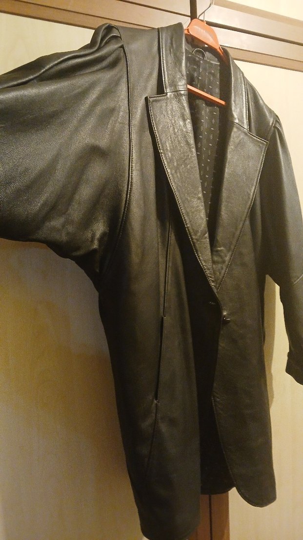 Düğmeli Siyah Deri Kadın Ceket - Görsel 4