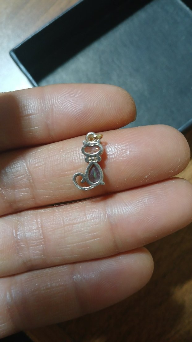 Gri Payetli Kadın Charm Kolye Ucu - Görsel 2