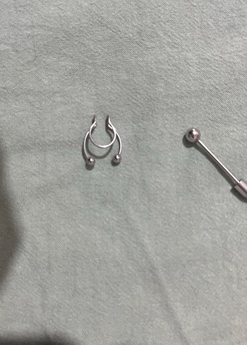 Gri Metalik Rock Punk Kadın Piercing Seti - Görsel 3