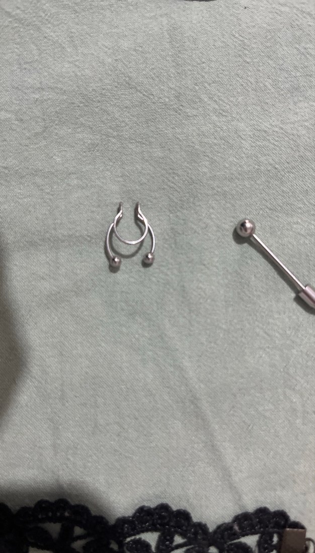 Gri Metalik Rock Punk Kadın Piercing Seti - Görsel 3