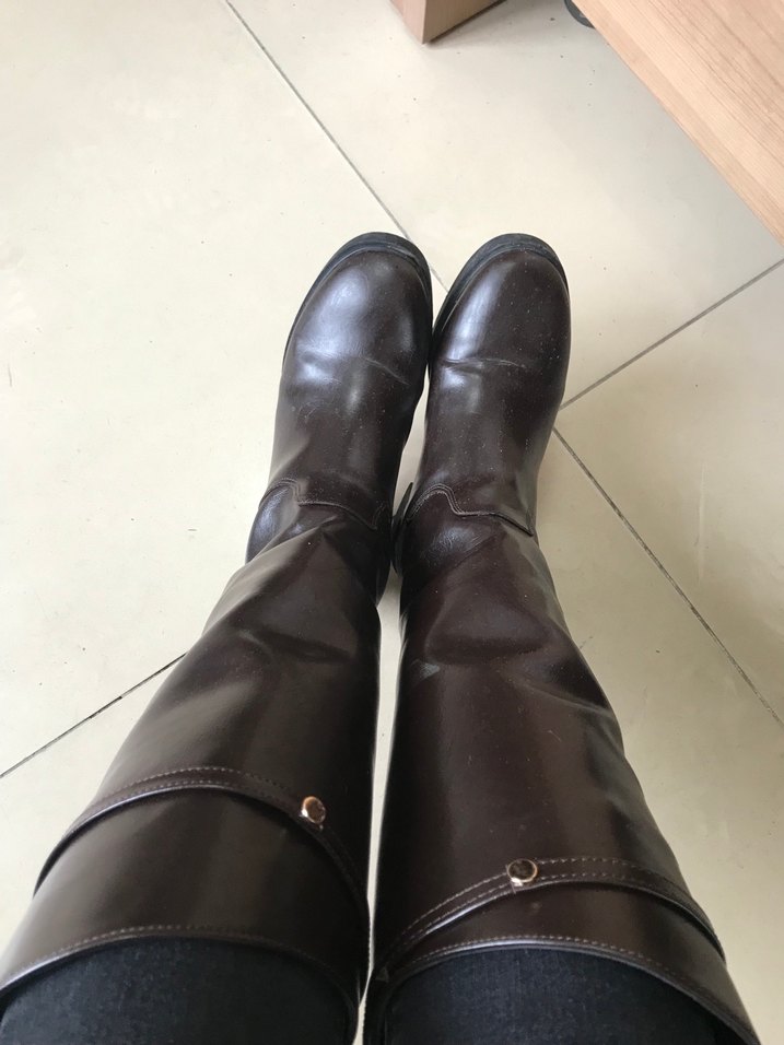 Kahverengi Deri Tokalı Dizüstü Çizme - Görsel 2