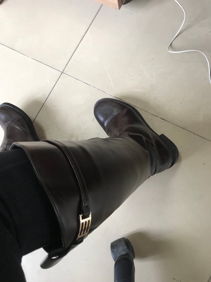 Kahverengi Deri Tokalı Dizüstü Çizme - Görsel 3