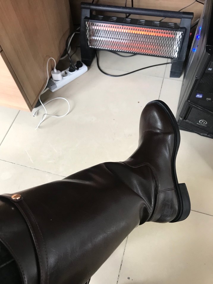 Kahverengi Deri Tokalı Dizüstü Çizme - Görsel 5