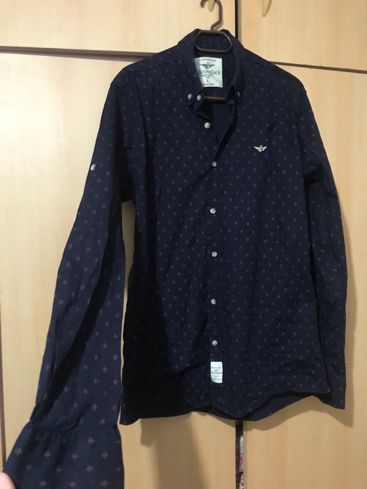 Düğmeli Lacivert Erkek  gömlek - Görsel 5