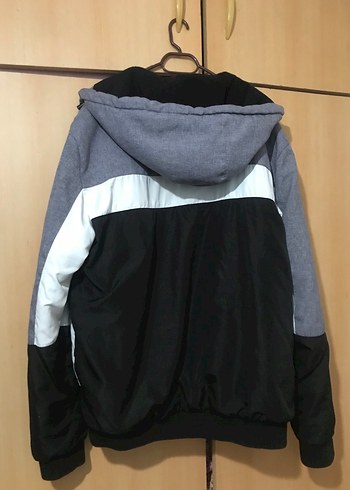 Gri Renkli Erkek Midi Boy Kapüşonlu Mont - Görsel 3