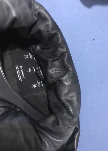 Stradivarius Siyah Suni deri şişme mont - Görsel 10