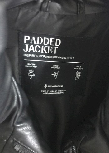 Stradivarius Siyah Suni deri şişme mont - Görsel 4