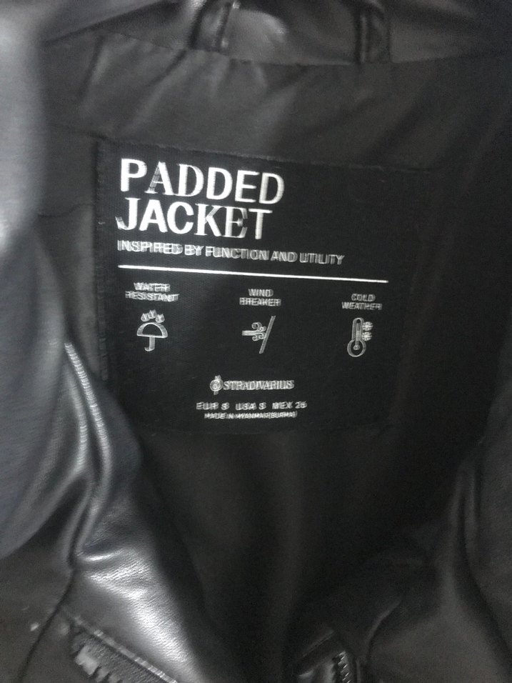 Stradivarius Siyah Suni deri şişme mont - Görsel 4